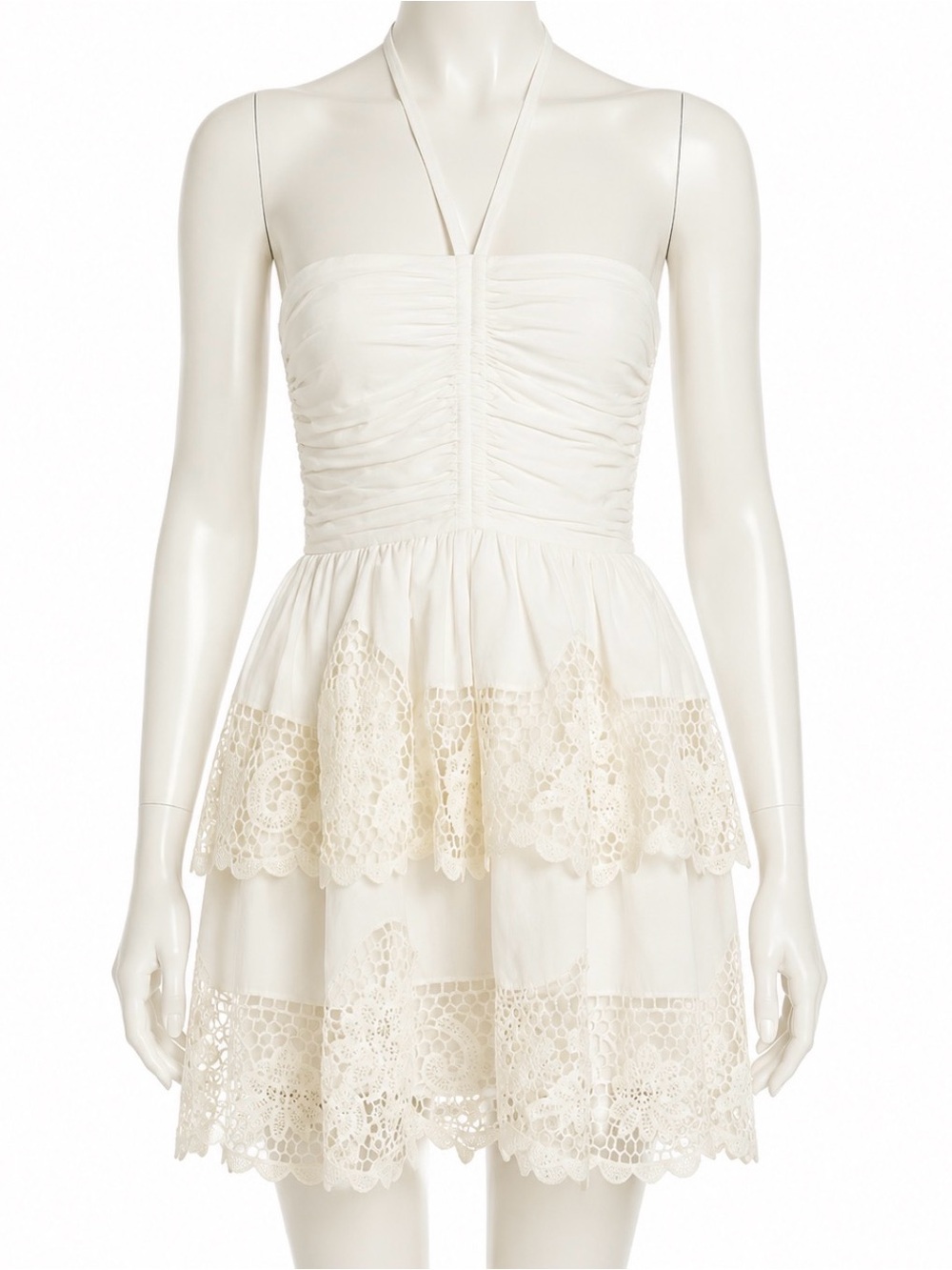 Ulla Johnson Savannah Dress Ivory Lace Halter Mini Dress Size 2 Boho Cotton
